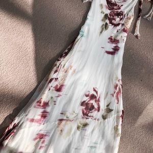 Sexy Rayon Printed Long Draped & Beaded Dress